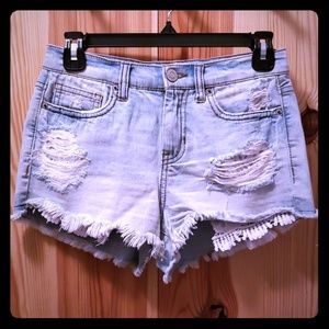 Distressed jean shorts